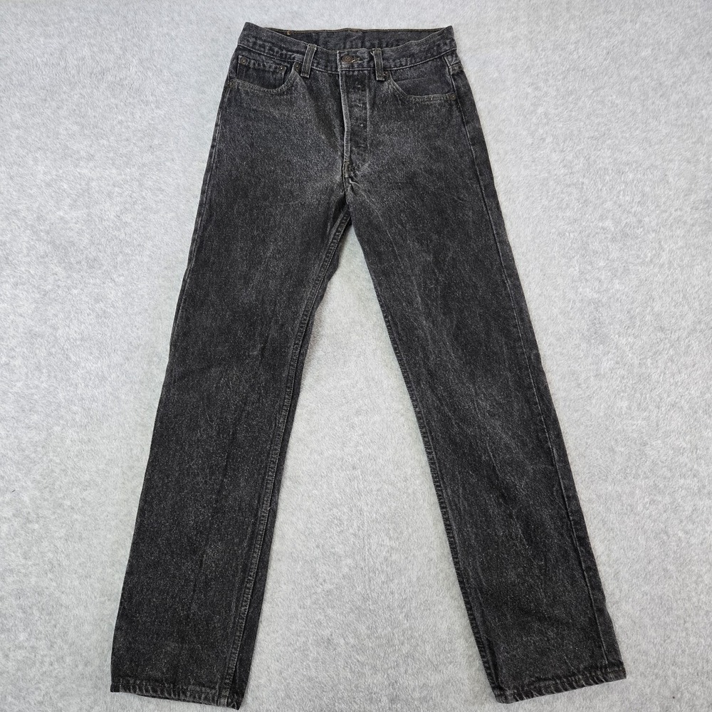 VTG Levis 501 USA Made Charcoal Grey Denim Jeans 30x32 90s 552 Button Fly Grunge